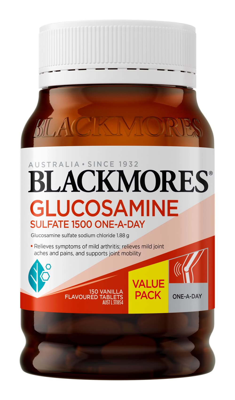 Blackmores Glucosamine Sulfate 1500mg Joint Health Vitamin Tablets Value pack, Vanilla (150 pack)