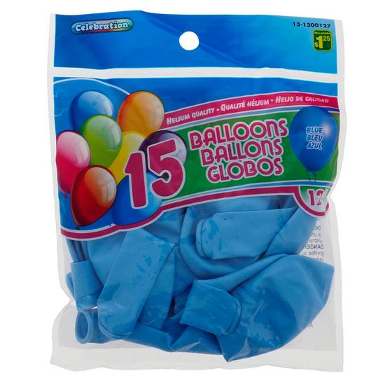 Celebration Balloons - Blue, 15 Pack (12")