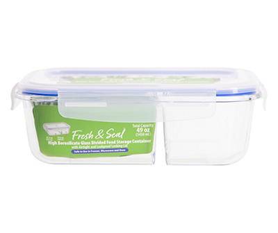 Home Essentials Fresh & Seal 2-compartment Glass Food Storage Container