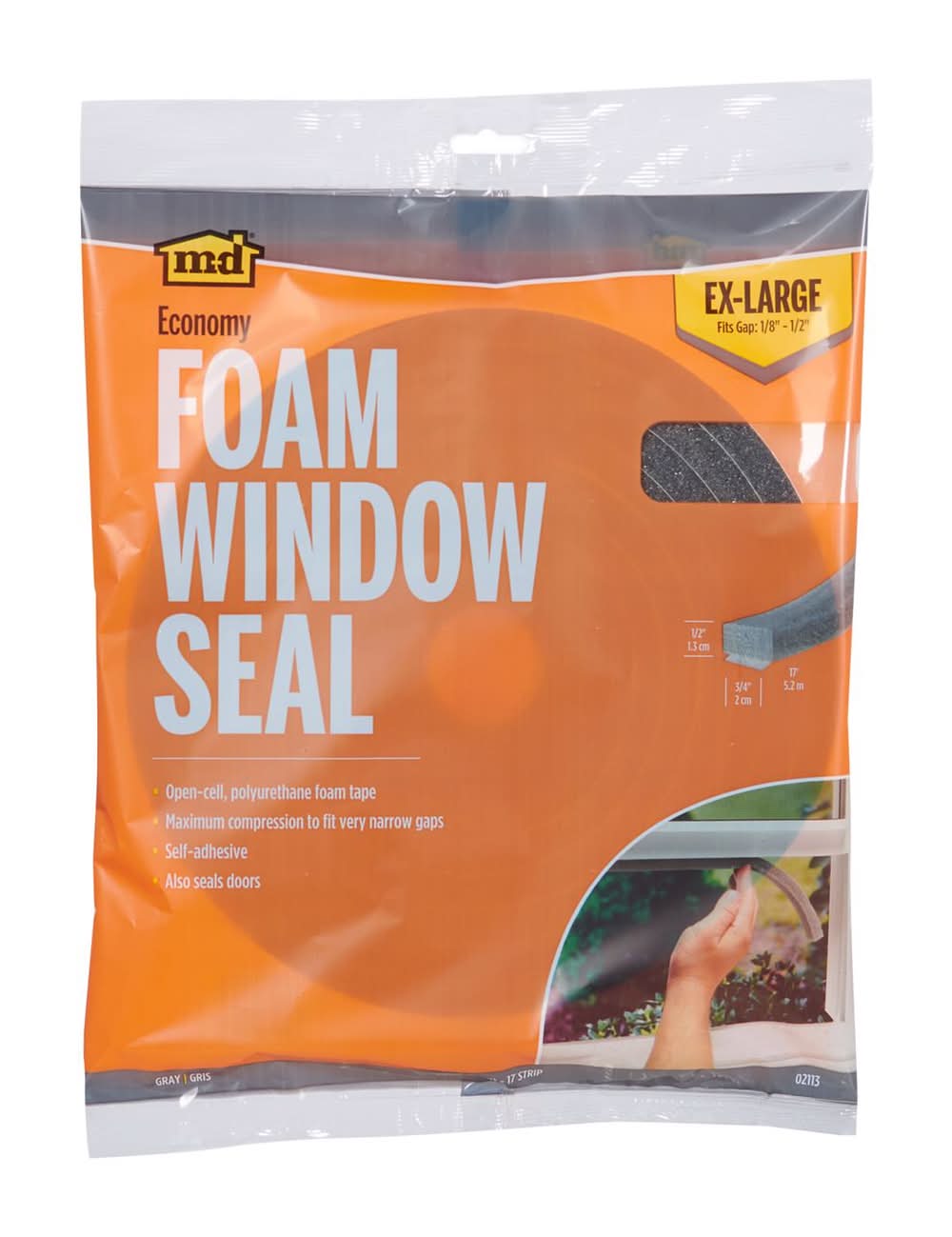 M-D Gray Foam Weather Stripping Tape For Doors And Windows 204 In. L X 0.5 In.