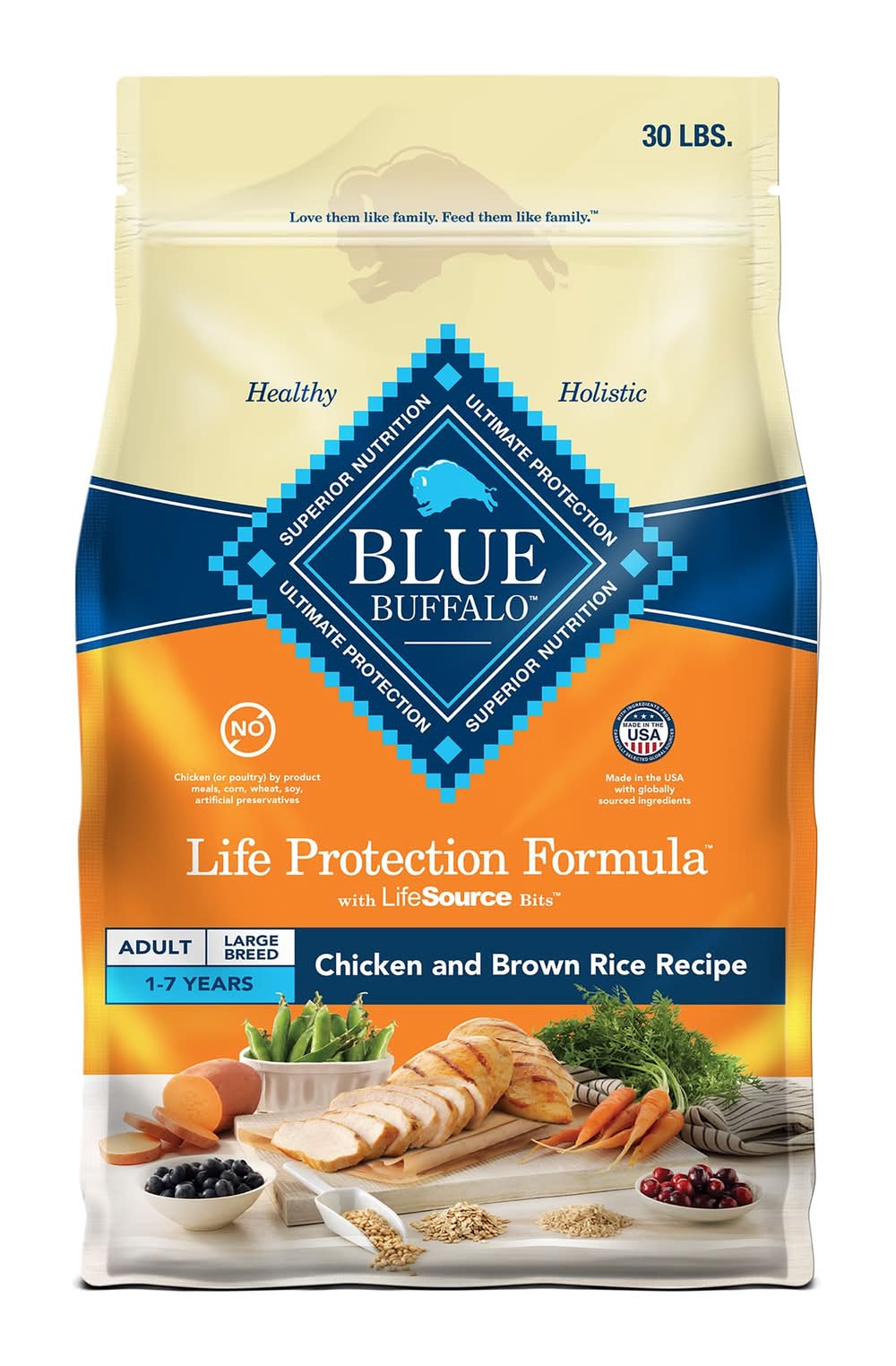 Blue Buffalo Life Protection Formula Large Breed Chicken & Brown Rice Adult Dry Dog Food (Size: 30 Lb)