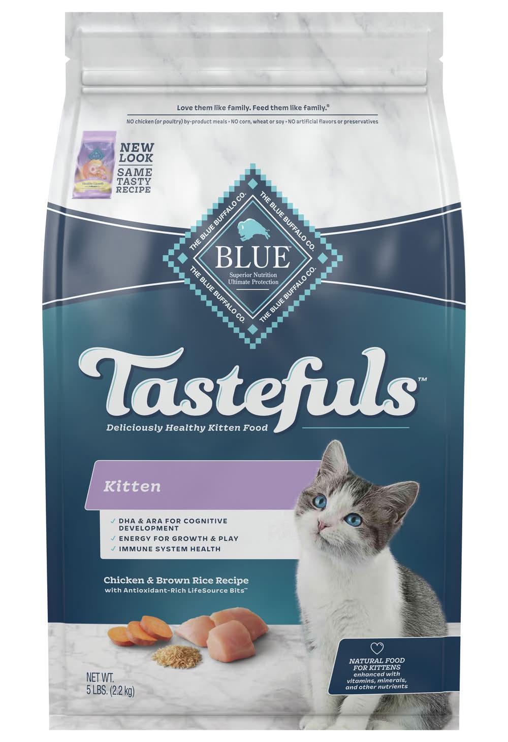 Blue Buffalo Tastefuls Chicken & Brown Rice Recipe Healthy Kitten Food (5 lbs)