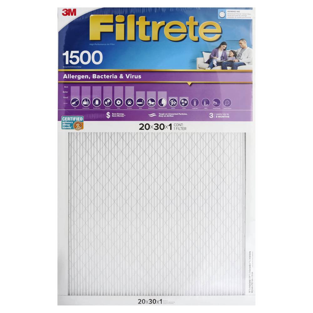 3M Air Filter Allergen Bacteria & Virus (1500 ct)