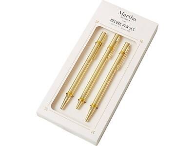Martha Stewart Deluxe Retractable Ballpoint Pen, Fine Point, Black Ink, 3/Box (MS105D)