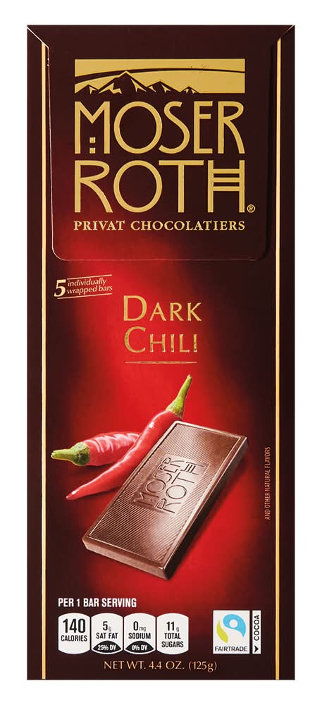 Moser Roth Chocolate Bar, Dark Chili (4.4 oz, 5 ct)