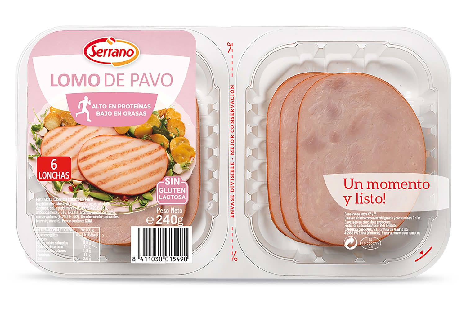 Fiambre De Lomo De Pavo Serrano Bandeja 240 G