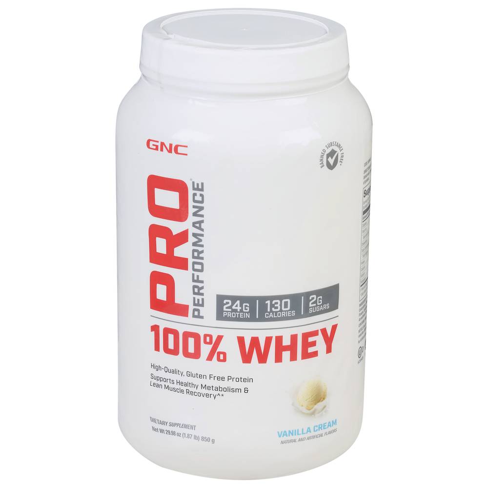 Gnc Performance 100% Whey Vanilla Cream Protein (30 oz)