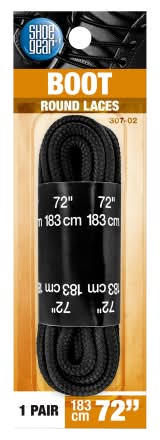 Shoe Gear Boot Round Laces, 72 in, Black