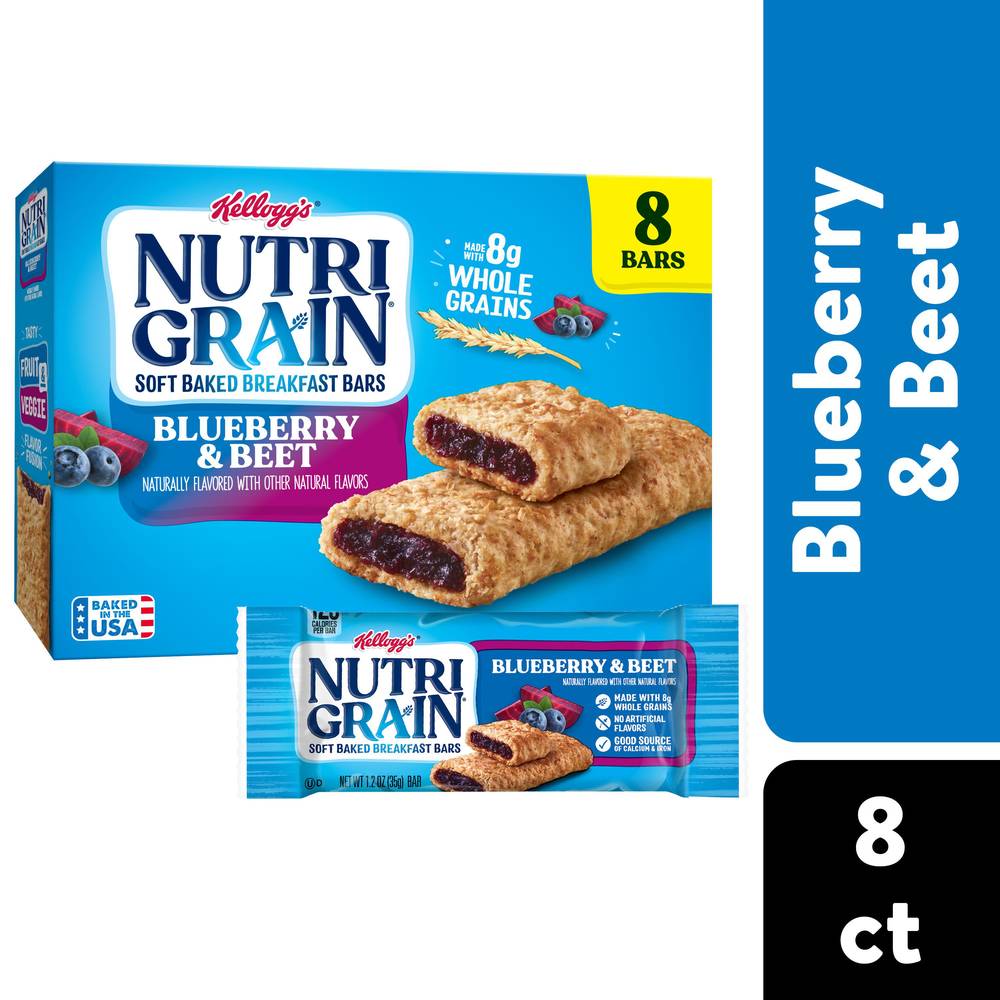 Nutri-Grain Fruit and Veggie Blueberry and Beet Soft Baked Breakfast Bars (8 ct)