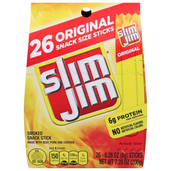 Slim Jim Original Smoked Snack Sticks (26 ct)