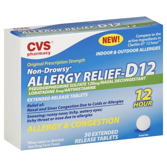 Cvs Original Prescription Strength Non-Drowsy Allergy Relief-D12 Extended Release Tablets