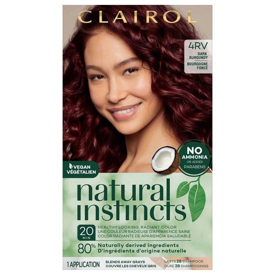 Clairol Natural Instincts Semi-Permanent Hair Color, 4rv Dark Brugundy, Rich Plum (1 ct)
