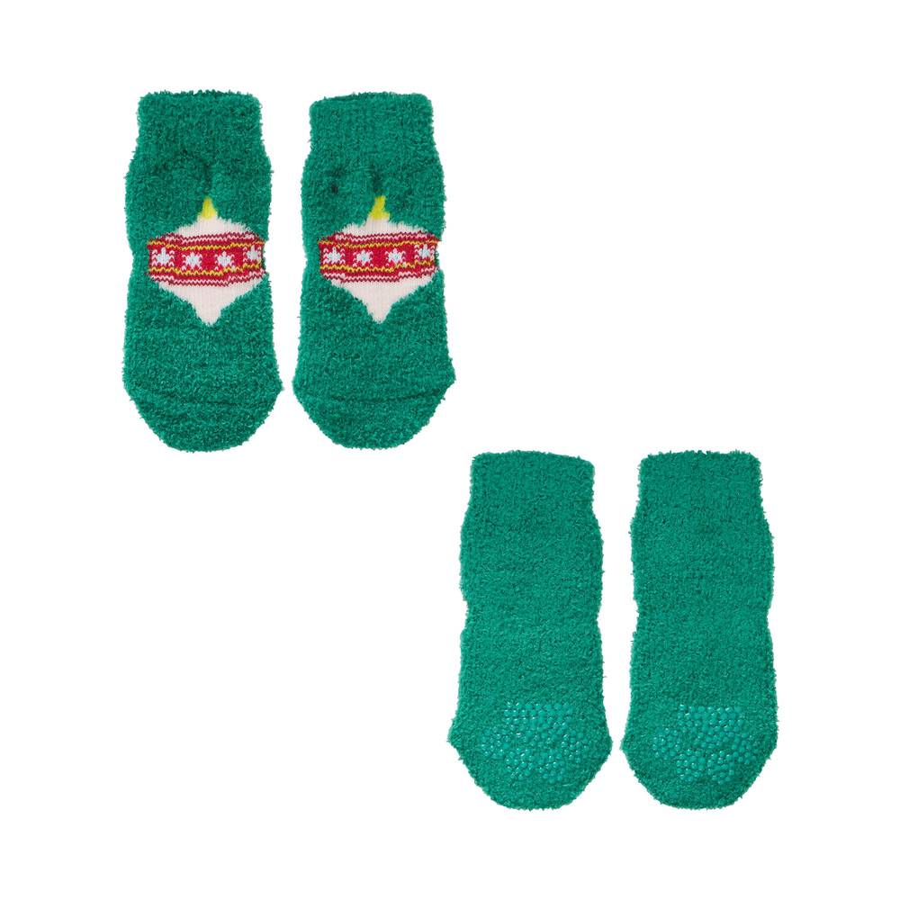 Merry & Bright Ornament Socks For Dog & Cat, S/M, Green (2 ct)