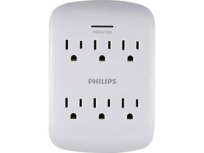 Philips 6-Outlet Wall Tap, White (SPP3461WA/37)