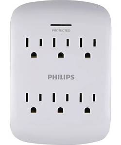 Philips 6-Outlet Wall Tap, White (SPP3461WA/37)