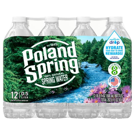 Poland Spring 100% Natural Spring Water (12 pack, 16.9 fl oz)