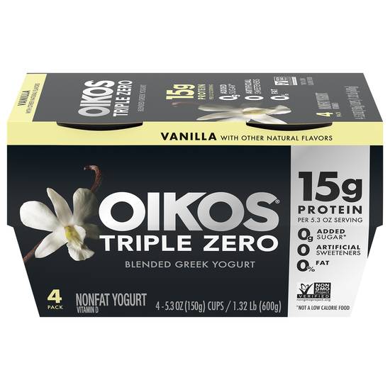 Oikos Triple Zero Vanilla Blended Greek Yogurt (4 ct)