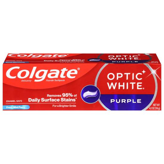 Colgate Optic White Purple Anticavity Fluoride Fresh Mint Paste Toothpaste