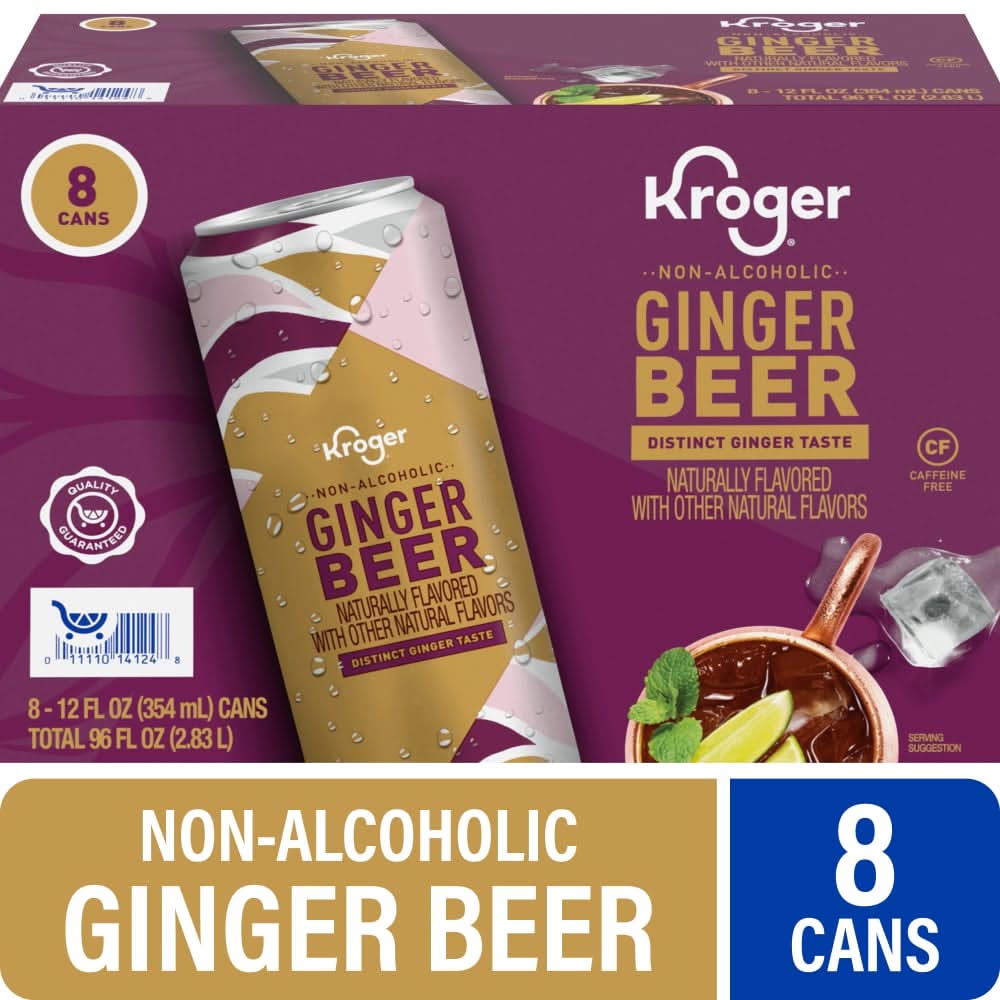 Kroger Non Alcoholic Beer Cans, Ginger (8 x 12 fl oz)