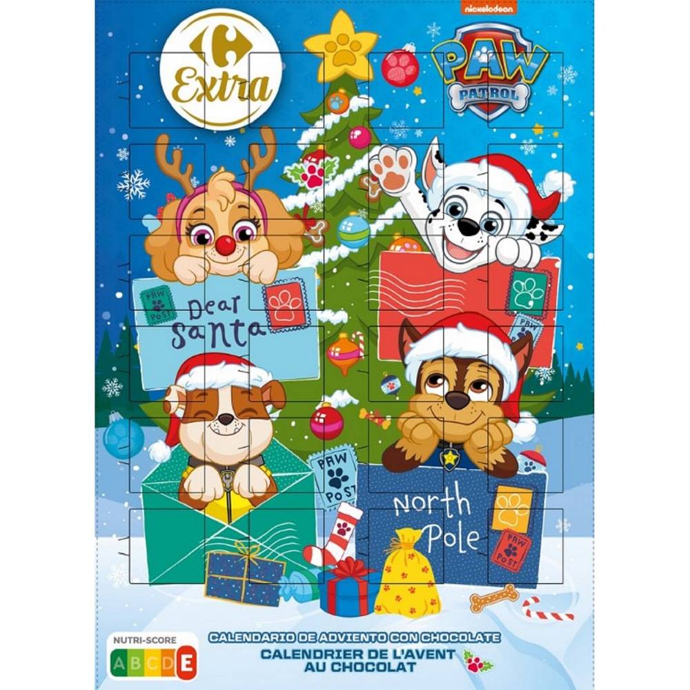 Calendrier de l'Avent enfants Paw Patrol CARREFOUR EXTRA - le calendrier de 75g