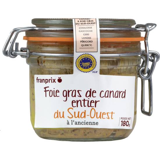 Foie gras de canard entier franprix 180g