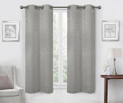 Broyhill Velvet Abstract Blackout Grommet Curtain Panel Pair, 63 Inch, Gray