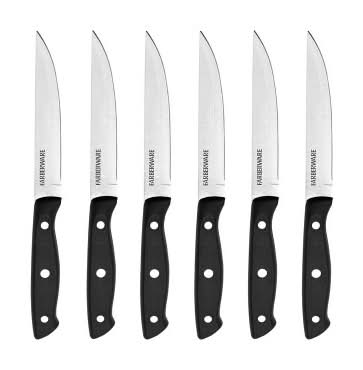Farberware Steak Chef Knife Set, 8 in , Black (6 ct)