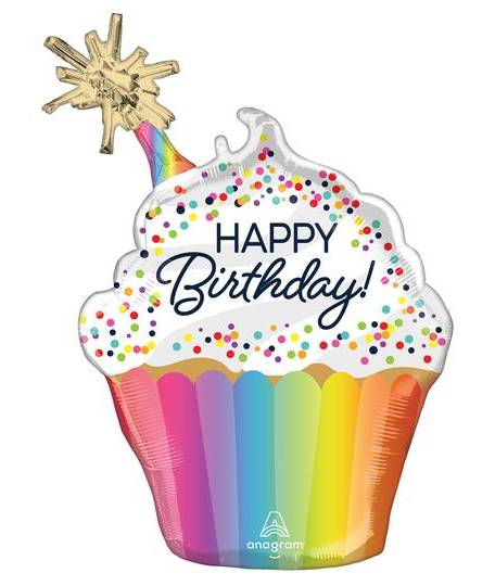 Inflated Confetti Sprinkle Birthday Supershape Foil Balloon, 31 in