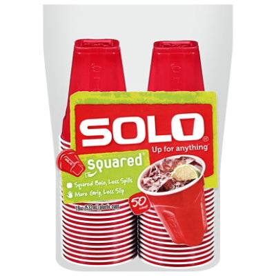 Solo 18 Oz Squared Plastic Cups, Red (50 ct)