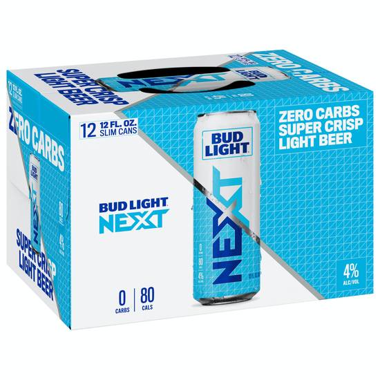 Bud Light Next Super Crisp Zero Carbs Light Beer (12 pack, 12 fl oz)