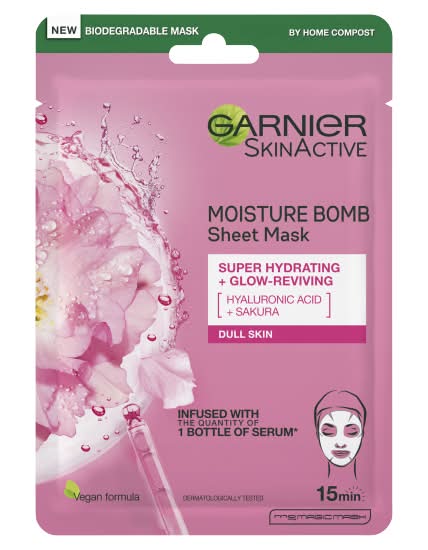Garnier Moisture Bomb Sakura Hydrating Face Sheet Mask For Dull Skin (28g)