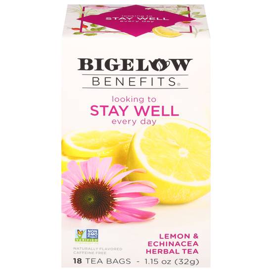 Bigelow Stay Well Lemon & Echinacea Herbal Tea (1.2 oz)