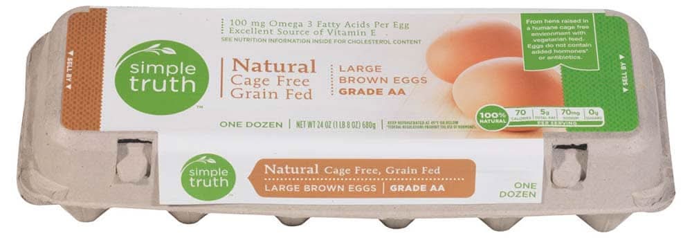 Simple Truth Natural Cage Free Grain Fed Grade a Brown Eggs, L (24 oz, 12 ct)