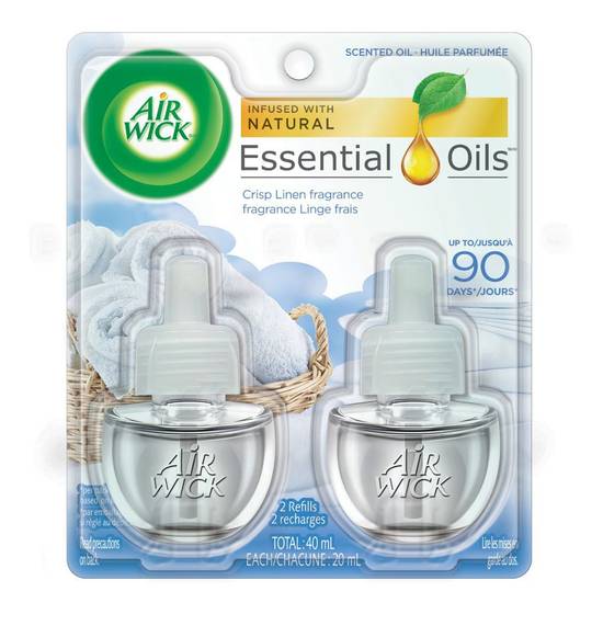 Air wick purificateur d'air huile parfumée (2 refills) - crisp linen fragrance refill (2 x 20 ml)