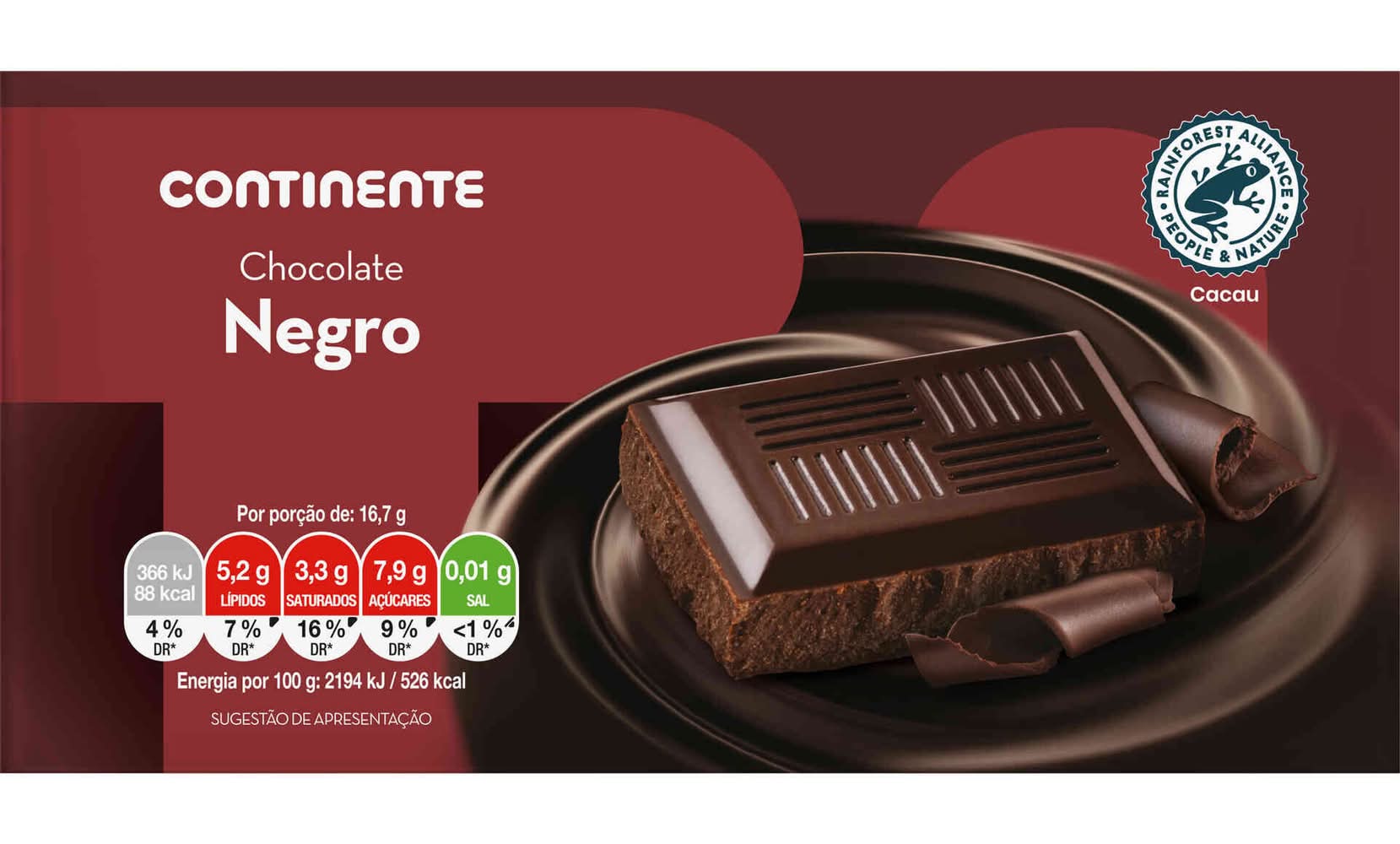 Tablete de Chocolate Negro Continente (emb. 100 gr)