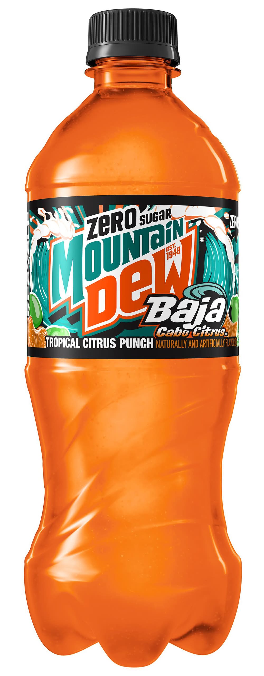Mountain Dew Zero Sugar Baja Cabo Soda, Tropical Citrus Punch (20 fl oz)