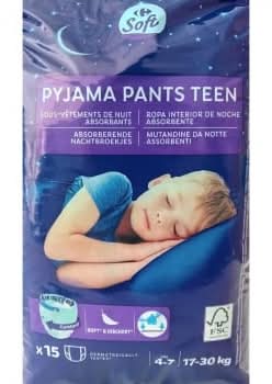 Ropa interior absorbente niño noche Carrefour Soft 4-7 años (17kg-30 kg.) 15 ud.