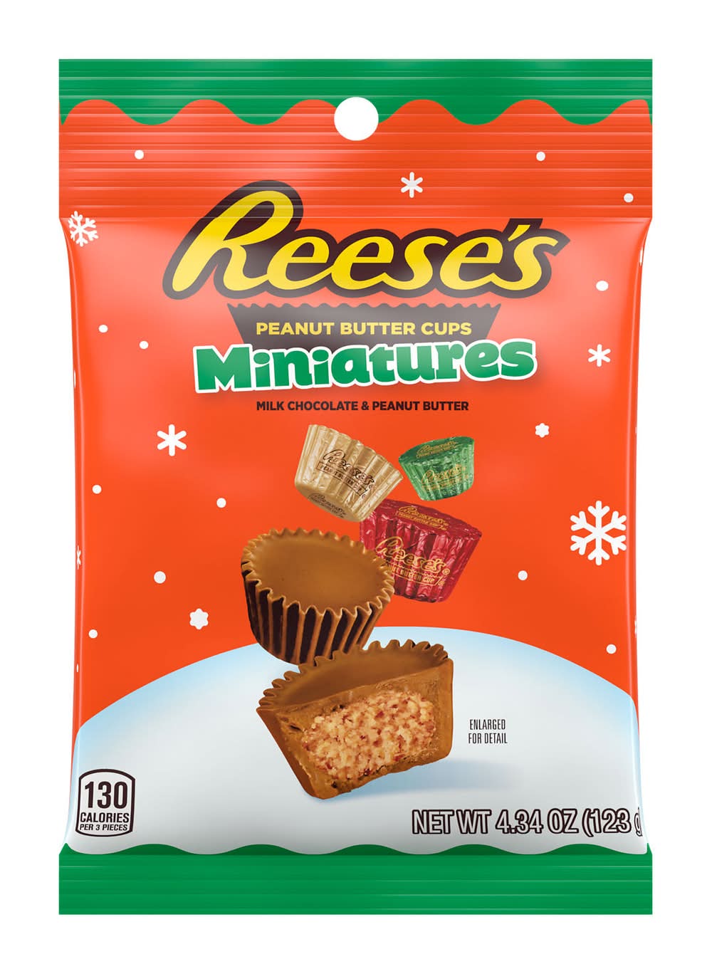 Reese's Miniatures Milk Chocolate Peanut Butter Cups Christmas Candy Bag (4.34 oz)