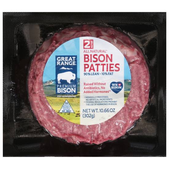 Great Range 90% Lean Premium Bison Patties (2 ct)