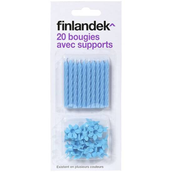Bougies anniversaires avec bobèches bleu Finlandek x20