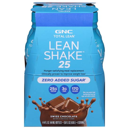 Gnc Lean Shake 25 Total Lean Zero Added Sugar (4 pack, 14 fl oz) (swiss chocolate)