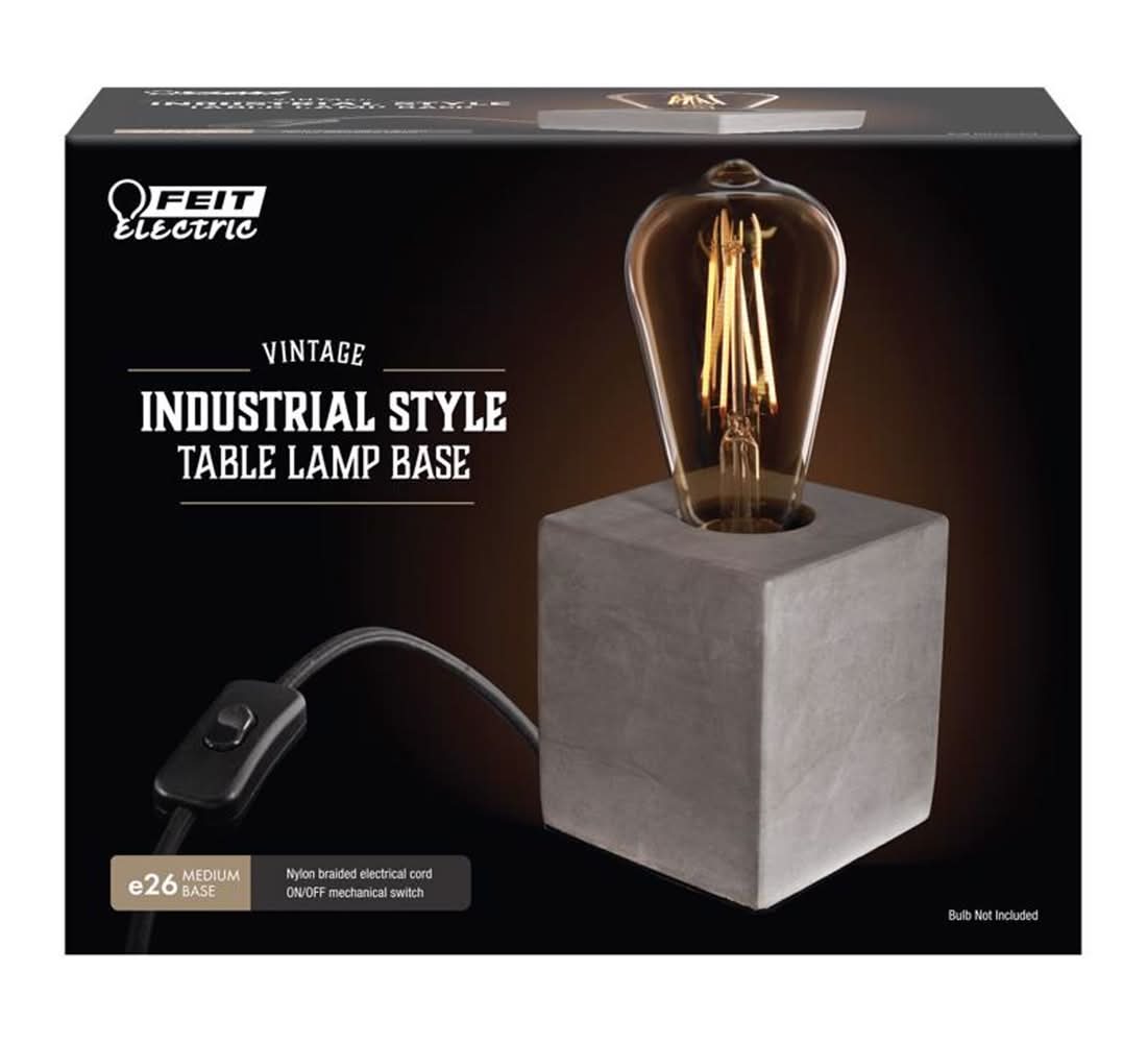 Feit Electric 3.6 In. Concrete Beige/White Cube Lamp Base