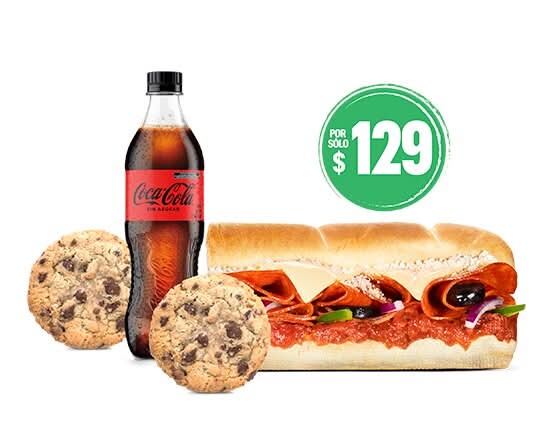 Elige por $129: Pizza Sub + 3 acompañamientos
