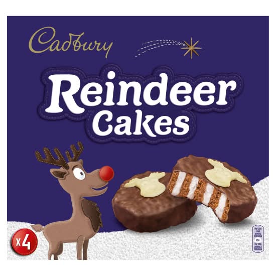 Cadbury Chocolate, Reindeer Cakes (4 pack)