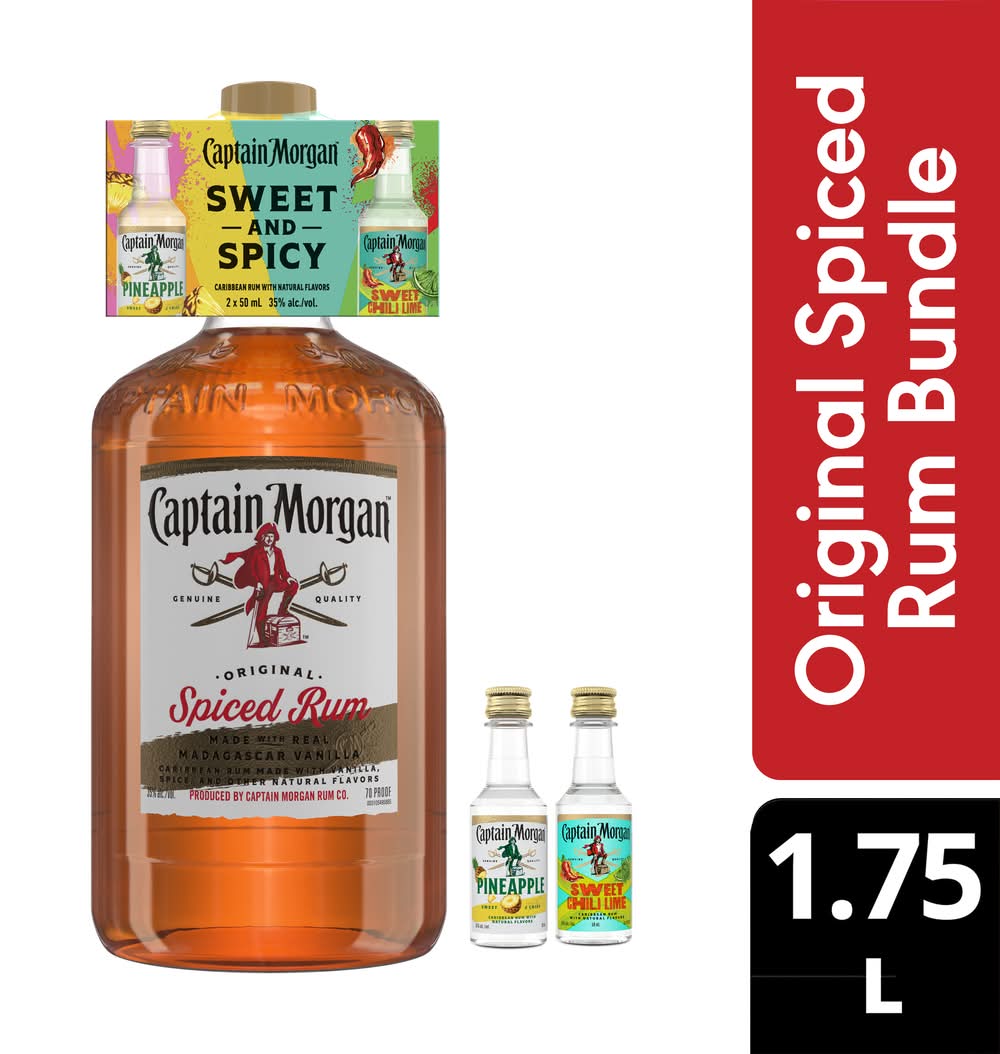 Captain Morgan Original Spiced Rum Bundle, Pineapple-Sweet Chili Lime (62.6 fl oz, 3 ct)