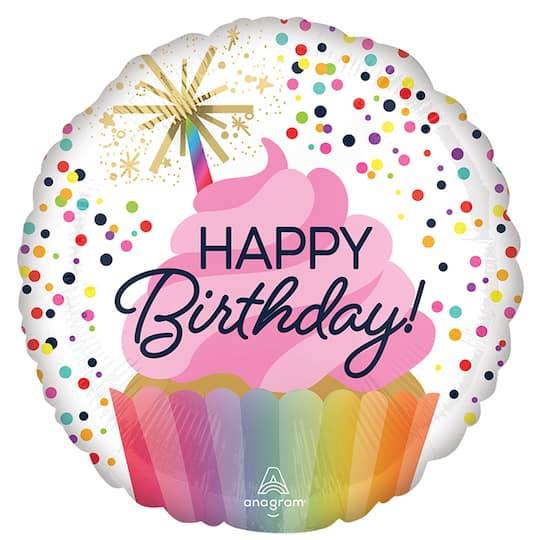 Inflated Anagram Happy Birthday Confetti Balloons, 18 in