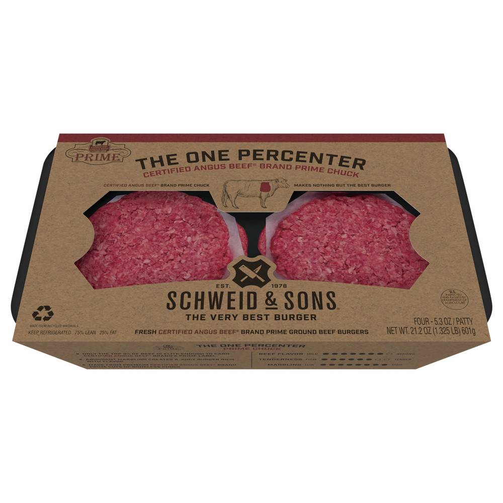 Schweid & Sons the One Percenter Ground Beef Burger (4 ct)