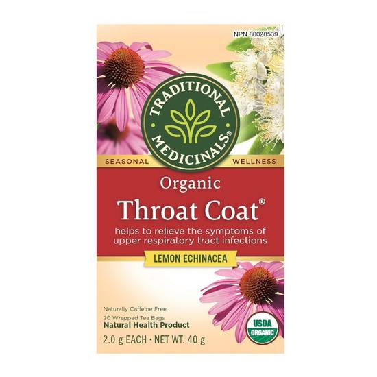 Traditional Medicinals · Organic Lemon Echinacea Throat Coat Herbal Tea - Natural & Organic (20 ea)