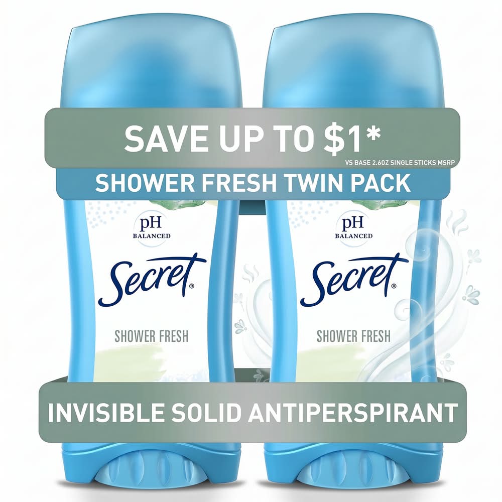 Secret Shower Fresh Invisible Solid Antiperspirants (5.2 oz)