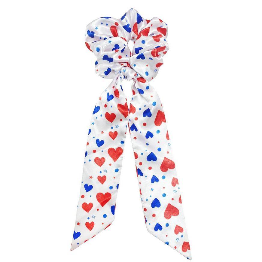 Party City Fabric Scrunchie Hair Tie (4"/red-white-blue)